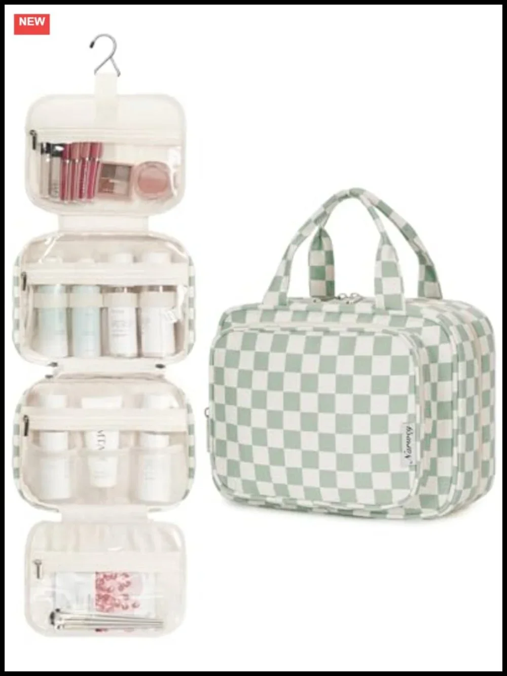 Hanging Toiletry Bag Travel Makeup Organizer with Multiple Compartments